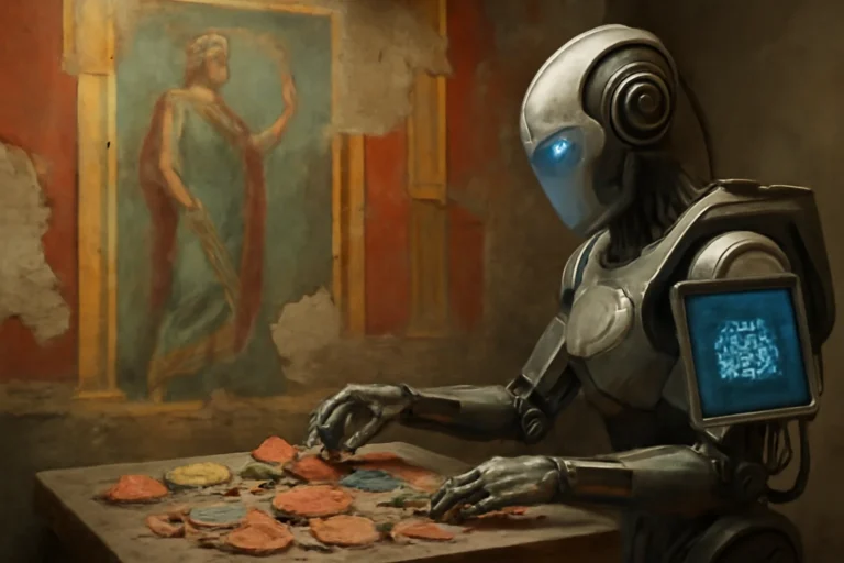 robô restaura afrescos de pompeia e monta fragmentos com ia