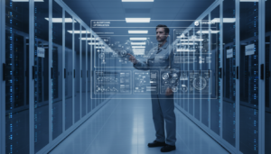 Data center com tecnologia de ponta, representando o acordo entre OpenAI e Coreweave.