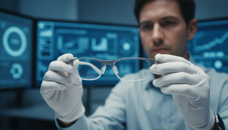 Protótipo de óculos inteligentes da Apple em laboratório com foco em IA e design