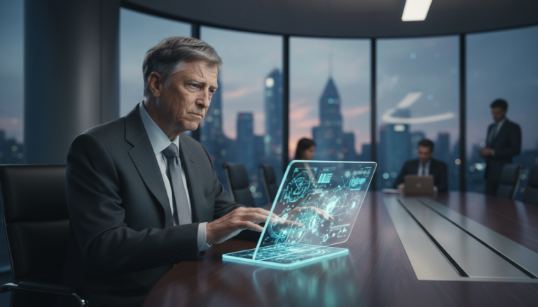 Bill Gates discutindo o futuro do trabalho com inteligência artificial