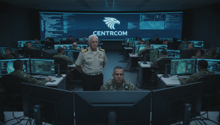 Centro de comando militar utilizando inteligência artificial durante a Operação Epic Fury