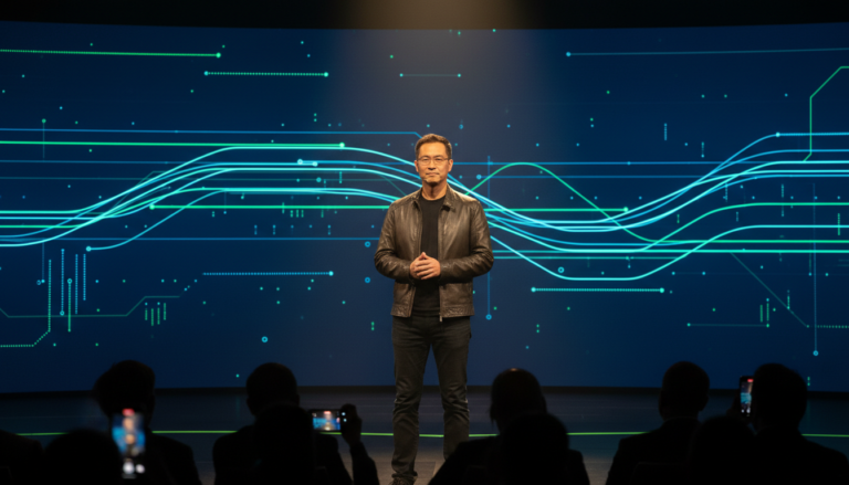 Jensen Huang, CEO da Nvidia, em um evento de tecnologia.