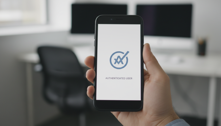 Consumidor verificando a autenticidade de informações de uma marca no smartphone.