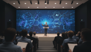 Profissionais de medicina participando de evento sobre Inteligência Artificial