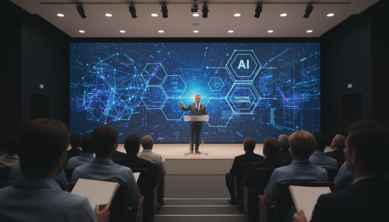 Profissionais de medicina participando de evento sobre Inteligência Artificial