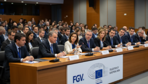 Especialistas discutem desinformação e riscos à democracia na era da inteligência artificial durante conferência da FGV.