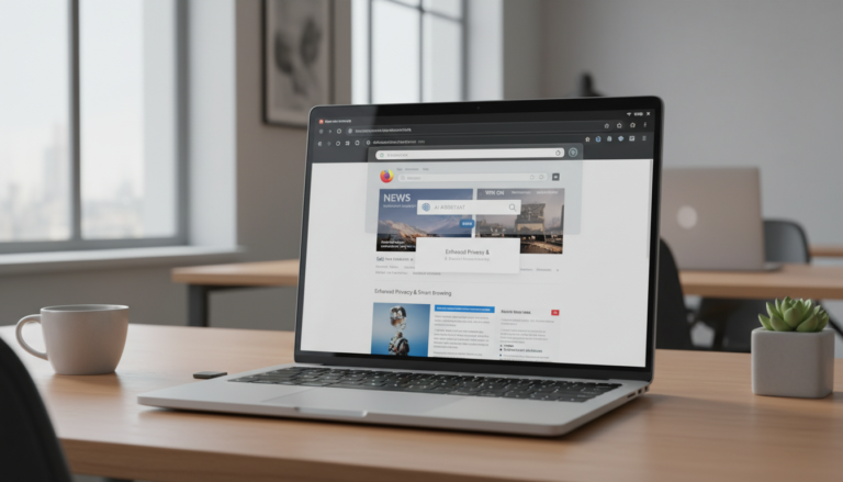 Interface do navegador Firefox com VPN e ferramentas de IA destacadas