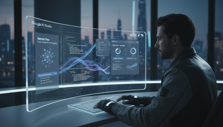 Desenvolvedor usando a nova experiência de codificação full-stack no Google AI Studio