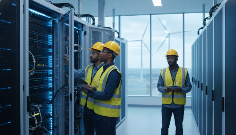 Centro de dados do Google na Bélgica com foco em IA e energia renovável.