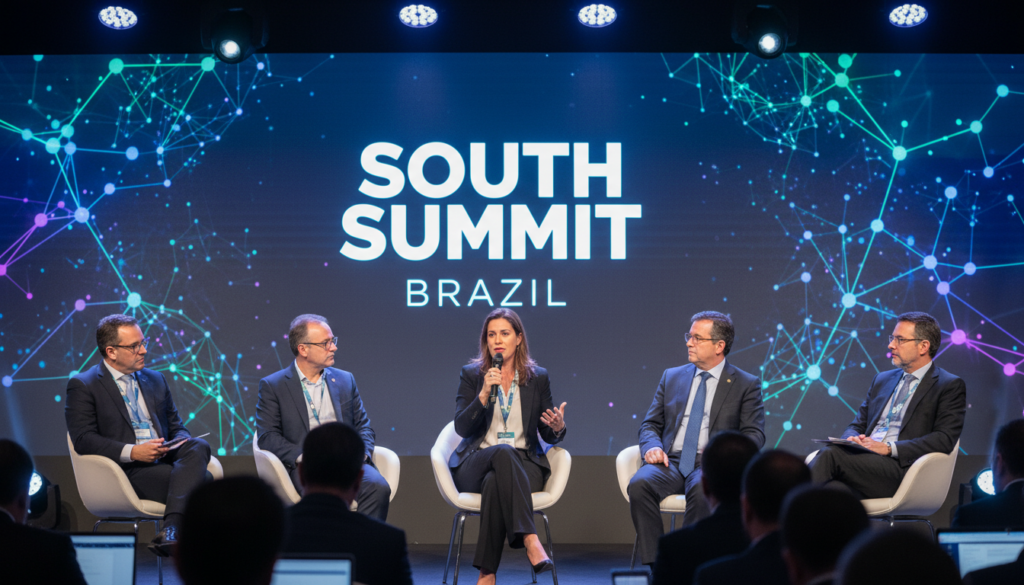 Painel de debate sobre inteligência artificial no South Summit Brazil com representantes do Governo do Estado do Rio Grande do Sul