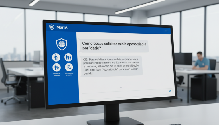 Tela do computador exibindo a inteligência artificial MarIA do SergipePrevidência.