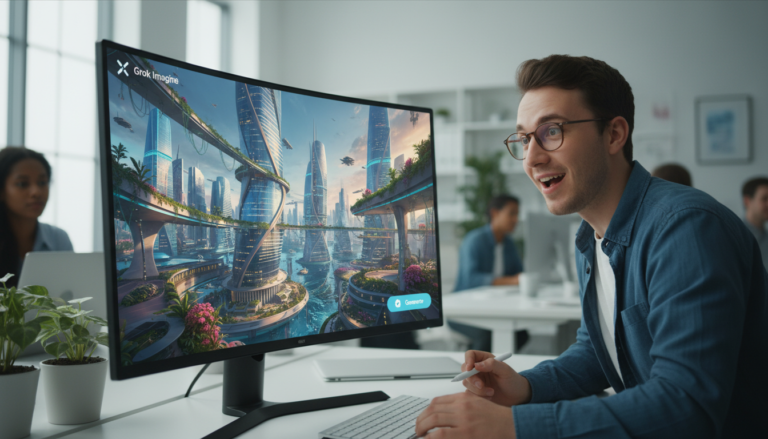 Usuário interagindo com a IA Grok Imagine no X para gerar imagens e vídeos