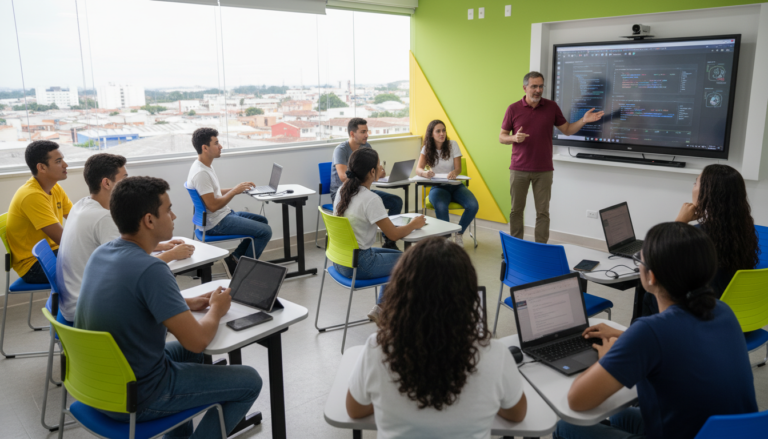 Estudantes em aula de Inteligência Artificial em Rondônia