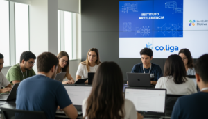 Pessoas aprendendo sobre inteligência artificial em curso gratuito do Instituto Motiva e co.liga