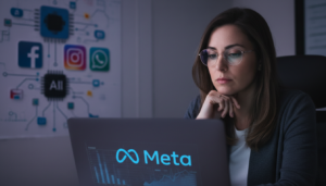 Pessoa refletindo sobre o uso de inteligência artificial pela Meta para personalização de anúncios.