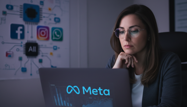 Pessoa refletindo sobre o uso de inteligência artificial pela Meta para personalização de anúncios.