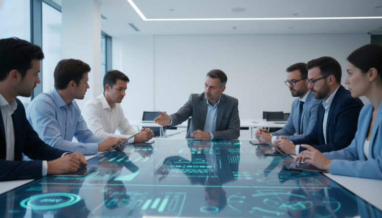 Grupo de pessoas discutindo sobre inteligência artificial em consulta pública