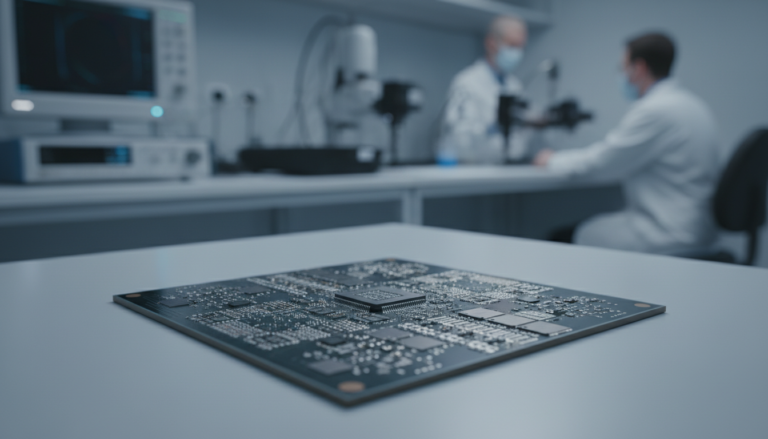 Novo chip de inteligência artificial integrando componentes eletrônicos e fotônicos em laboratório
