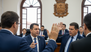 Câmara de Pouso Alegre em sessão de votação de Projeto de Lei sobre Inteligência Artificial.