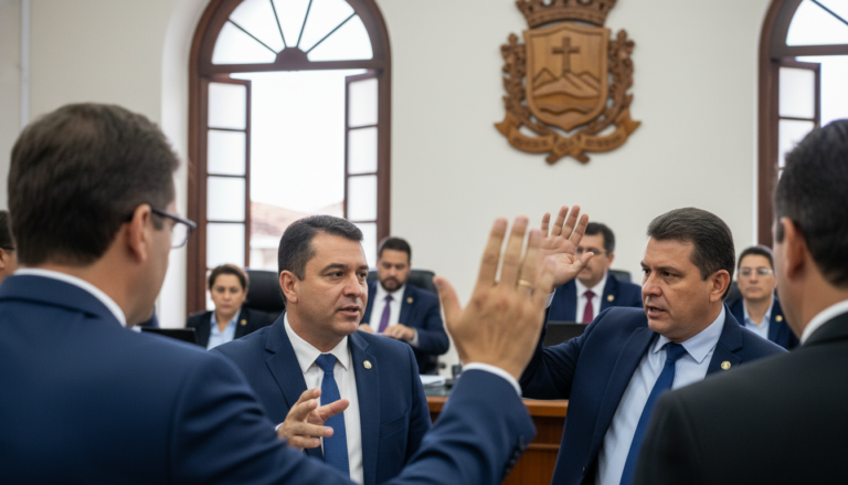 Câmara de Pouso Alegre em sessão de votação de Projeto de Lei sobre Inteligência Artificial.