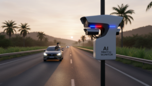 Radar de trânsito com inteligência artificial em rodovia brasileira