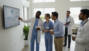 Profissionais de saúde utilizam ferramentas de IA da Salesforce para gerenciar dados de pacientes e agendamentos.