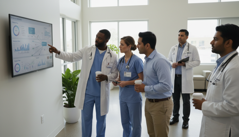Profissionais de saúde utilizam ferramentas de IA da Salesforce para gerenciar dados de pacientes e agendamentos.