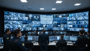 Centro de operações de segurança pública do DF utilizando tecnologia de inteligência artificial.