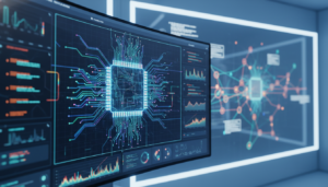Interface de software mostrando design de chip com automação de IA da Siemens Fuse EDA