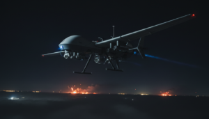 Drone militar americano L.U.C.A.S. em missão sobre o Oriente Médio