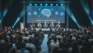 Líderes discutem inteligência artificial e o toque humano no South Summit Brazil 2026.
