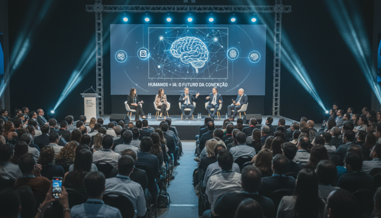 Líderes discutem inteligência artificial e o toque humano no South Summit Brazil 2026.