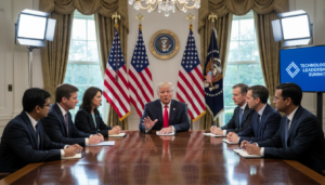 Presidente Trump anuncia acordo com big techs na Casa Branca sobre energia para IA